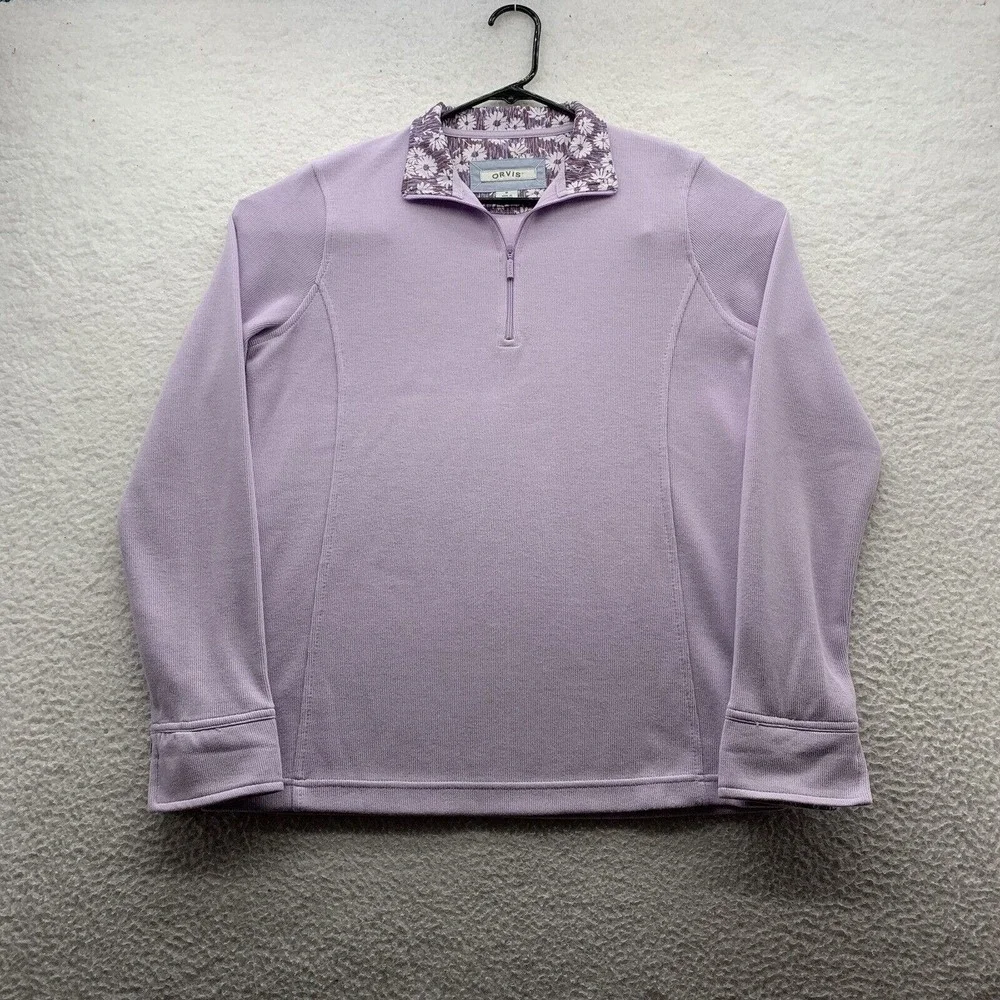 Orvis Jacket Womens‎ Medium M Lavender Flip Cuff Floral Lightweight Outdoors Mom